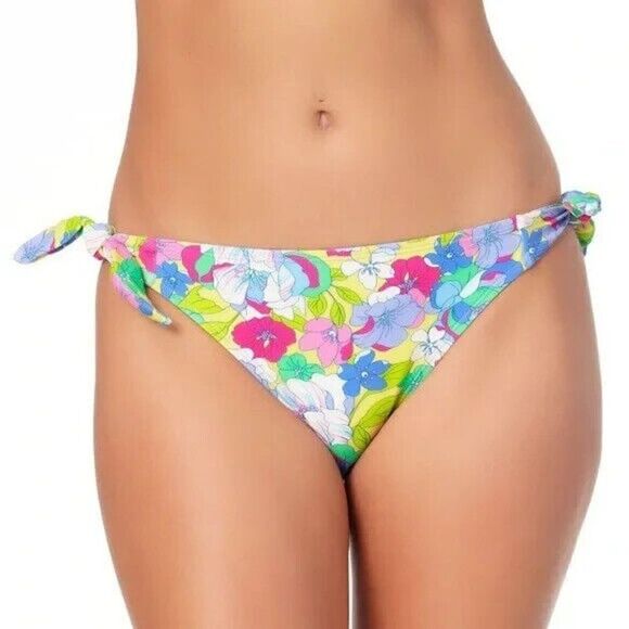 California Waves Juniors Side-Tie Hipster Bikini Bottoms Floral Large NWT - Picture 1 of 8
